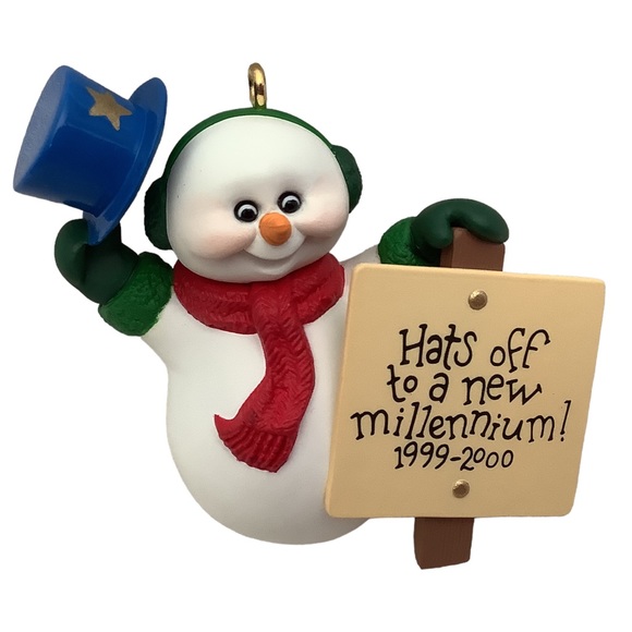 Vintage 1999 Hallmark Keepsake Ornament Millennium Snowman With Original Box - Picture 3 of 9
